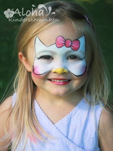 Hello Kitty face painting for children with playful details