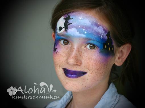 Witch face painting for Halloween parties