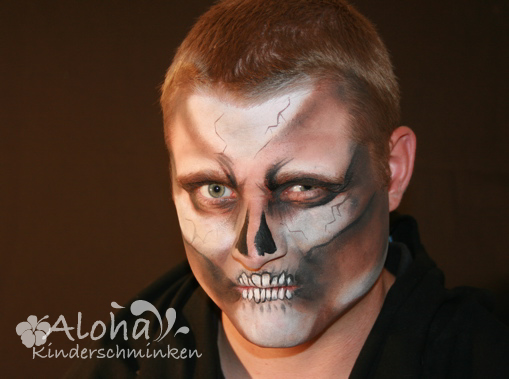 Skull face art for Halloween with strong contrasts